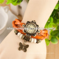 Trendy design retro multilayer leather ladies wrist watch